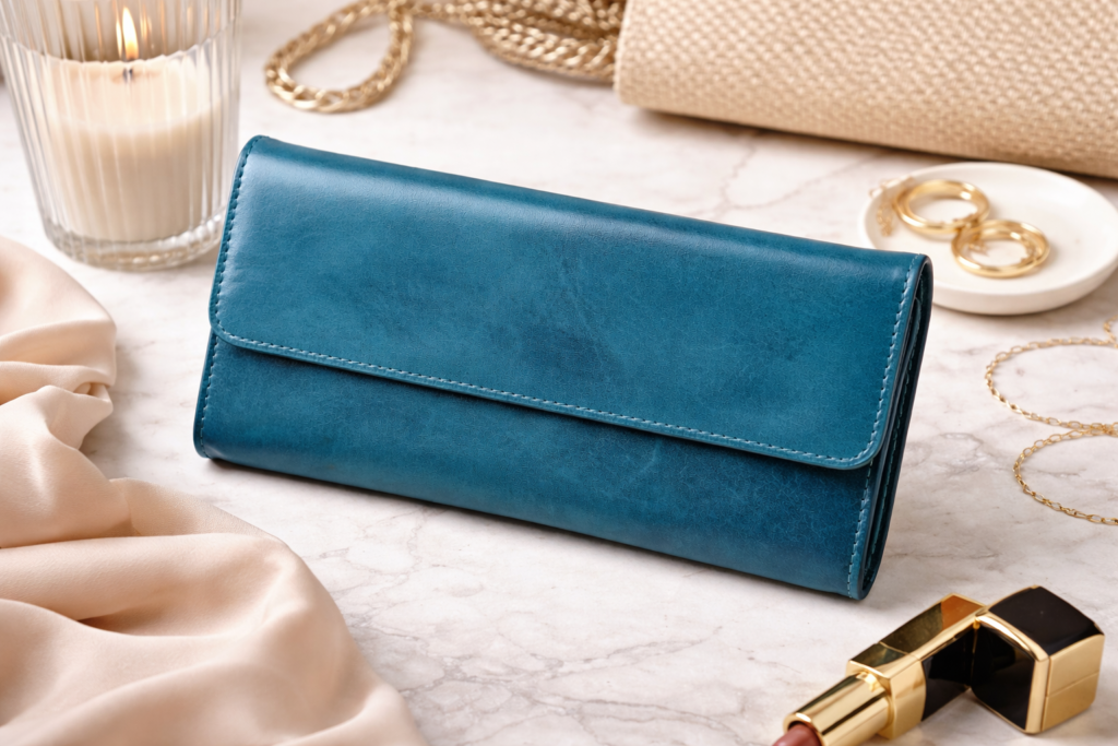 Portefeuille Chic en Cuir Véritable Style Moderne