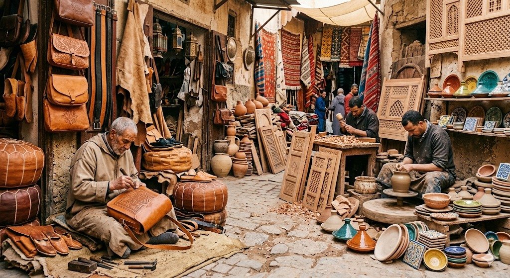 Moroccan artisan working in a traditional workshop